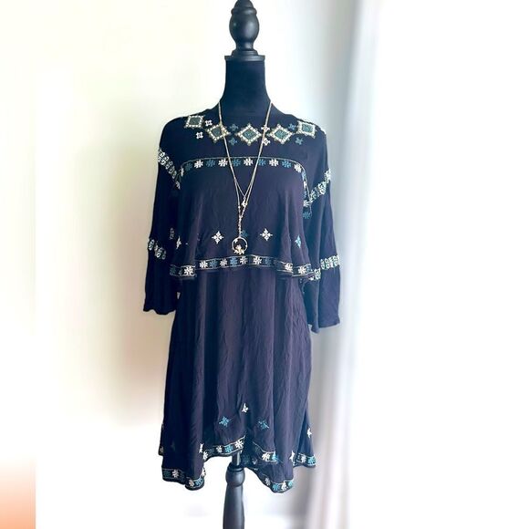 ZARA Embroidered Boho Festival Layered dress Size XS - Picture 2 of 16